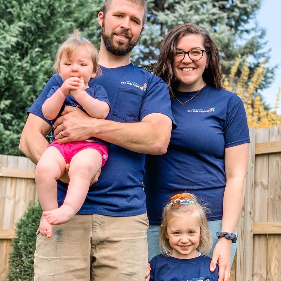 The E&A Mechanical family in matching company shirts